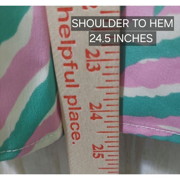 NWT Voy Green/Pink Zebra-Stripe Flutter Sleeve Blouse~Tie Back~SMALL - Picture 5 of 9